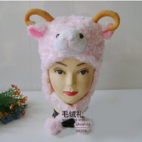 Venta al por mayor - de color rosa ovejas moda invierno sombrero sombreros animal de la historieta del casquillo del modelo tocados dicer chapeau
