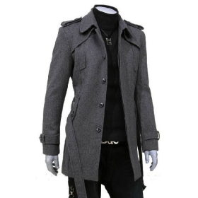Engros gratis forsendelse stilfulde mænd mode overtøj jakke trench støv coat uldne frakker dustcoat vejrbestandig beklædning