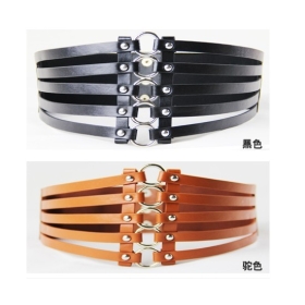  Fashion Belts wide girdle hollowed rings rivets thread rivet Waist tape belt 