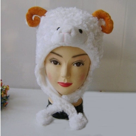 Χονδρική - άσπρο πρόβατο μόδας καπέλο χειμώνα καπέλα κινουμένων σχεδίων των ζώων μοντέλο καπάκι κεφαλής κόφτης chapeau