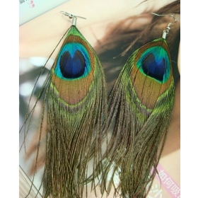 Wholesale - peacock feather earring earrings hair jewelry accessories earbob eardrop