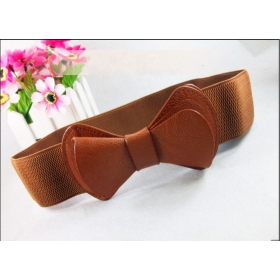 Wholesale - Korean female models simple loose leather bow tight girdle decorated with elastic waistband 