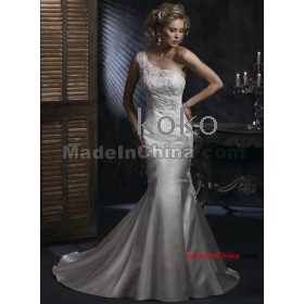 free shipping Wholesale -2012 New Strapless mermaid Famous Designer Fashion Wedding gown Strapless Court  /Trumpet Wedding dress organza Coctail Dresses    #at12