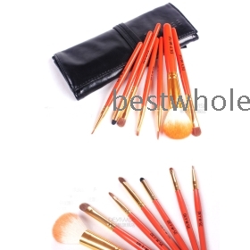 Hot Sell 7Pcs  Cosmetic Eye Shadow Blush Brushes have pink black Makeup Set soft #604