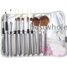 10pcs Pro καλλυντικά βούρτσα Makeup Tool / βούρτσες που σετ με Roll Up Μαύρο Θήκη τσάντα δωρεάν αποστολή # 1301