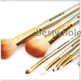 7pcs Professional Makeup Brush/Brushes Sets Cosmetic Brushes kit + Gold Leather Case #1802
