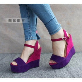 new Fashion Women's Sandals Simple Girl's Muffin Suede Wedge Heel Roman #2250012