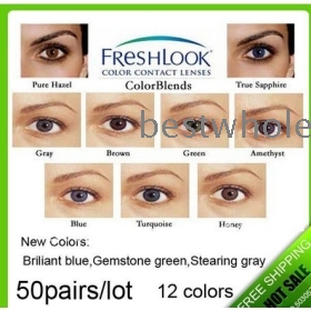 Wholesale - Mix 50 pairs/100 pieces Freshlook Color Contact Lenses 3 Tones Crazy Lens colors contact lens FRESHLOOK  520