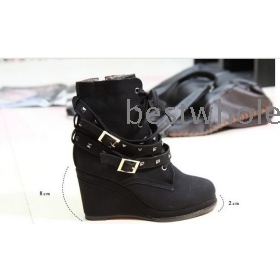 Hot sell for women short boot with  riveting  bevel heel sex appeal boots colore:grey black#123-2