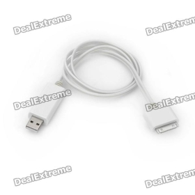 USB Data / Charging Cable with Blue Visible Light for iPhone / iPad / iPod - White (80cm-Length) SKU:135085
