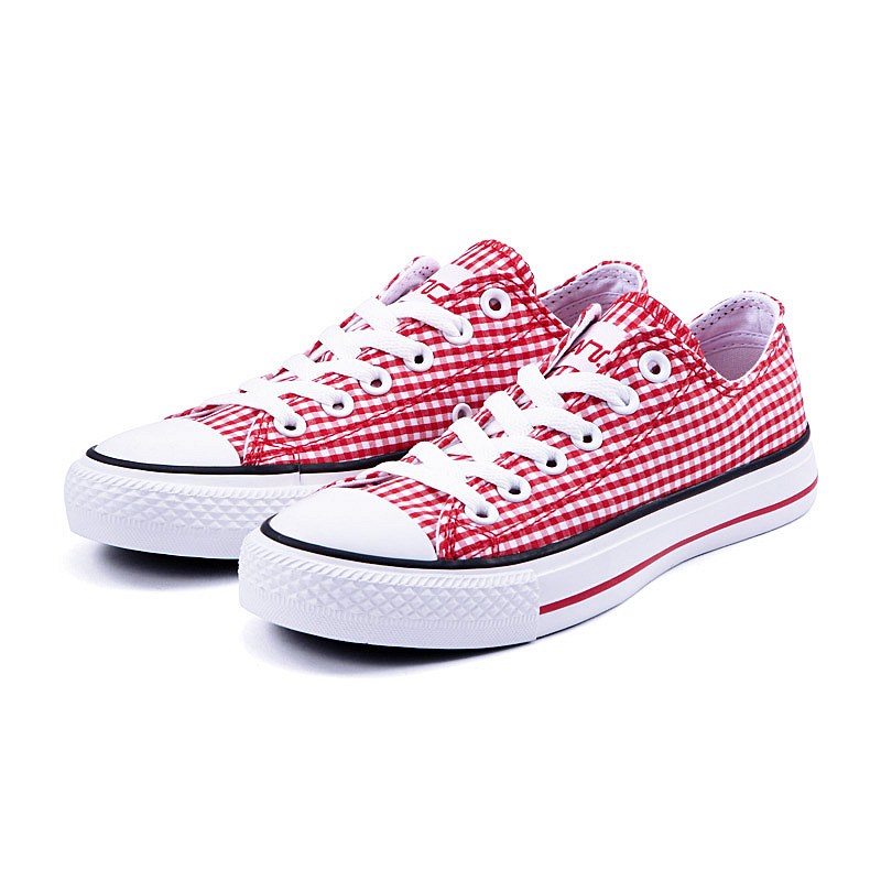 VANCL Diana Gingham Check Canvas Shoes Red SKU Wholesale