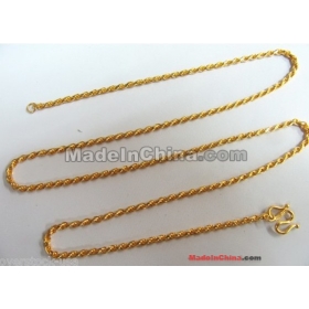 Pur 999 or / or jaune 14K collier chaîne de corde / 10.03g