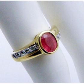 1.40ctw PinkTopaz w/White Quartz 14K Gold Ring,Size6.75 ****