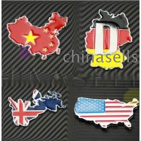 free ship 2pcs car badge 3D metal personal USA UK French German Chinese Flag car stickers decoration stickers modified sticker car accessories