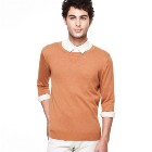 VANCL Modal Knit Sweater (Men) Yellow-Brown SKU:638405
