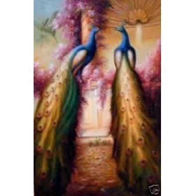 Beautiful Modern Abstract art oil painting:  peacock 