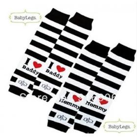 Free Shipping socks+ 4pairs/lot Brand I love DAD and MOM Leg Warmers black and white stripes LDL586