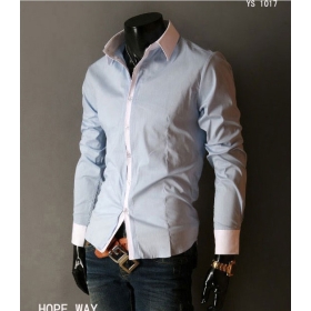 Darmowa wysyłka 2012 New Koszule męskie Casual Slim Fit Stylish Hot Kolor koszulki sukienki : szary , biały, czarny, różowy, niebieski Rozmiar : M , L , XL , XXL