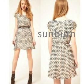 Free shipping ! 2013 WOMEN'S spring and summer puff sleeve milk deer one-piece dress Size:S/M/L