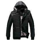 Free Shipping, hot sale Men's Coat With Hat Fashion Outerwear Winter warm Overcoat new design,black, plus size M-XXXL