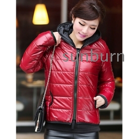 Free shipping~Winter wadded jacket female glossy with a hood jacket 2013 women's down cotton-padded jacket thickening outerwear 2-colors