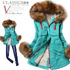 Winter 2014 women's slim with a hood large fur collar wadded jacket plus size parka women thick wadded jacket outerwear coats