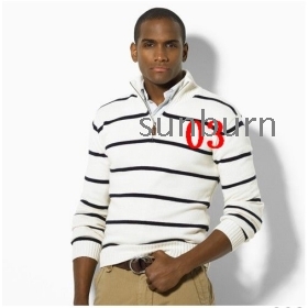 Gratis forsendelse stribe sweatere Pullovers Half lynlås O- Neck sweater strik stil sweater Wholesale & retail 3- FARVER SZ : S / M / L / XL / XXL
