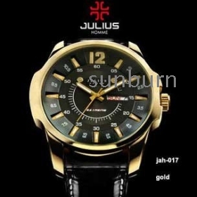 Ingen Fake Here!Engros , gratis forsendelse Julius mænds armbåndsur Quartz Runde Fashion MAN stil , Kong Style, Sort, JAH017