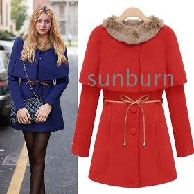 New 2014 Autumn and winter elegant piece set woolen outerwear the disassemblability cape wool coat medium-long outerwear female free shipping