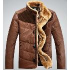  Male outdoors snow jacket cotton flight jacket down jacket with faux fur collar zippers outerwear down coat plus size:M~3XL