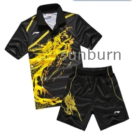 оптовая Лондона бесплатной доставкой Li- Ning человека Олимпийских игр 2012 года T-Shirt + шорты Настольный теннис, пинг -понг Размер: M ~ 4XL 4-цветной