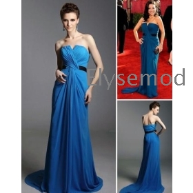 Julia Louis-Dreyfus Sheath/ Column Strapless Sweep/ Brush Train Chiffon/ Elastic satin Emmy/ Evening Dress