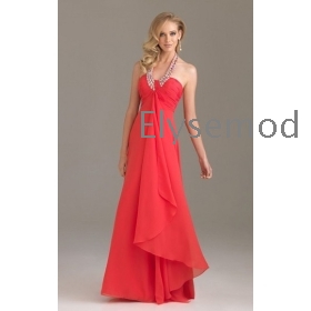  Red Chiffon halter prom dress patterns 