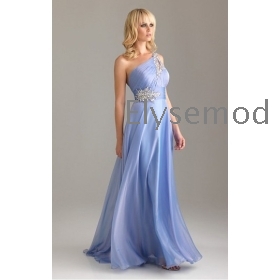 Hot Sale  One Shoulder Chiffon lavender prom dress 