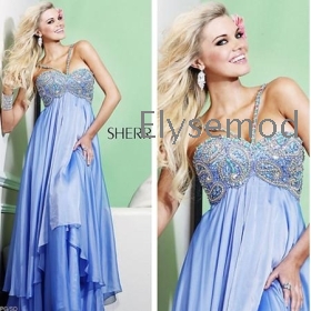 Girlish Empire Long Empire Satin Waist  V-Neck prom dresses on sale under 150