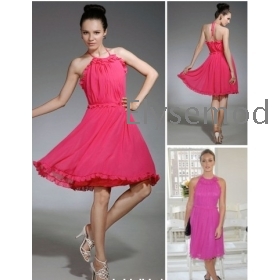 A-line Jewel Knee-length Chiffon Bridesmaid/ Gossip Girl Fashion Dress Celebrity Dresses