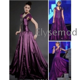 A-line Square Court Train Capped Taffeta  Swift Dresses / Evening Dresses 