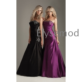 Fantastische Nieuw ontworpen Dropped Taffeta Zipper Elegante Druif Strapless Prom Dress