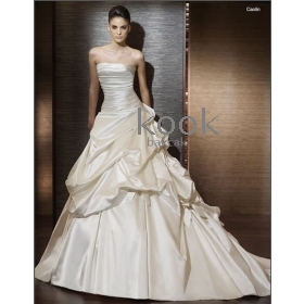 free shipping 2011 A-Line/ New style Sexy High quality evening gown White / ivory Embroidery satin   ruffled custom-tailor  fs24