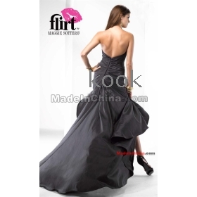 free shipping Wholesale Custom- Flirt Prom Dresses. Front slit flows into high low hemline withflowing train.  az1