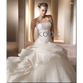 free shipping Style  2011 new style!Beautiful A-Line/ Applique pleats Sequins  wedding dress for brides #vw3