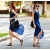 Les robes libres d'été d'expédition pour les femmes 2013 jupe robe de mousseline de style européen de la plage de robes bleues 9098 des femmes