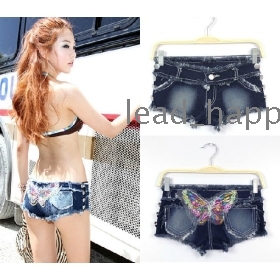 Free shipping women fashion summer Sexy tease babes temptation low-waist jeans shorts 9288