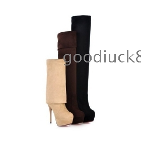 US 4-11 Big size wholesale Free shipping New Sexy Over the knee  suede Steel tube dance boots pumps Fashion shoes MNS-918 