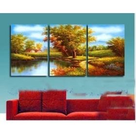 2012 Wholesale -Wall painting the living room painted Mountain water people home Oil Paintings 