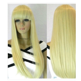  free shipping ---New Long Light blonde straight Hair Wig 