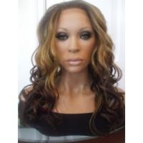  free shipping ---LONG WAVY CURLY DARKEST BROWN WIG ACR~2 .. 