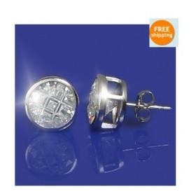 gratis verzending --- Gemaakt Diamond 4 Karaat Bezel Set Paar Invisible Bling Stud