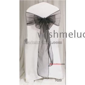 Envío libre 100PCS 7 * 108 '' marcos de la silla del Organza Negro , Organza arcos silla para el banquete de boda