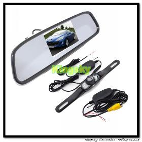 DHL 20PCS 4.3" Car TFT LCD Monitor Mirror+Wireless Reverse Car Rear View Backup Camera Kit